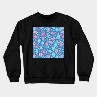 RETRO GROOVY FLORALS YELLOW, PINK, MAGENTA, BLUE Y2K 2000S Crewneck Sweatshirt